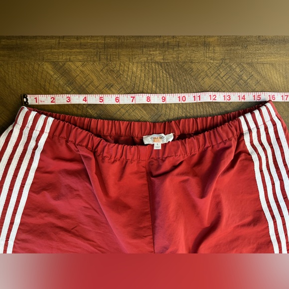 Cali1850 Muted Red Nylon Track Pants with White Stripe Ankle Ties Y2K NWOT - Picture 7 of 15